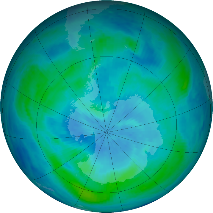 Antarctic ozone map for 05 March 2000